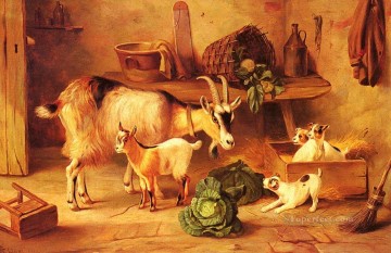 Edgar Hunt Painting - Intruders poultry livestock barn Edgar Hunt
